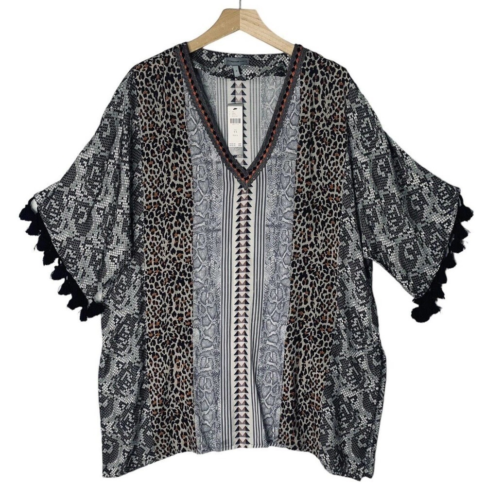 Anthropologie Conditions Apply Luca Tasseled Tunic Womens Plus Size 1X NWT $130 - Picture 5 of 16